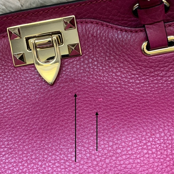 VALENTINO GARAVANI Rockstud Small GRAINY CALF SKIN Tote in MAGENTA - Picture 4 of 16